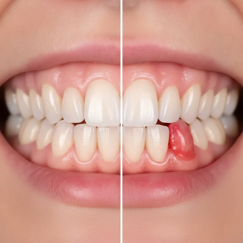 comparison of healthy versus unhealthy gums illustrating xylitol for oral health outcomes