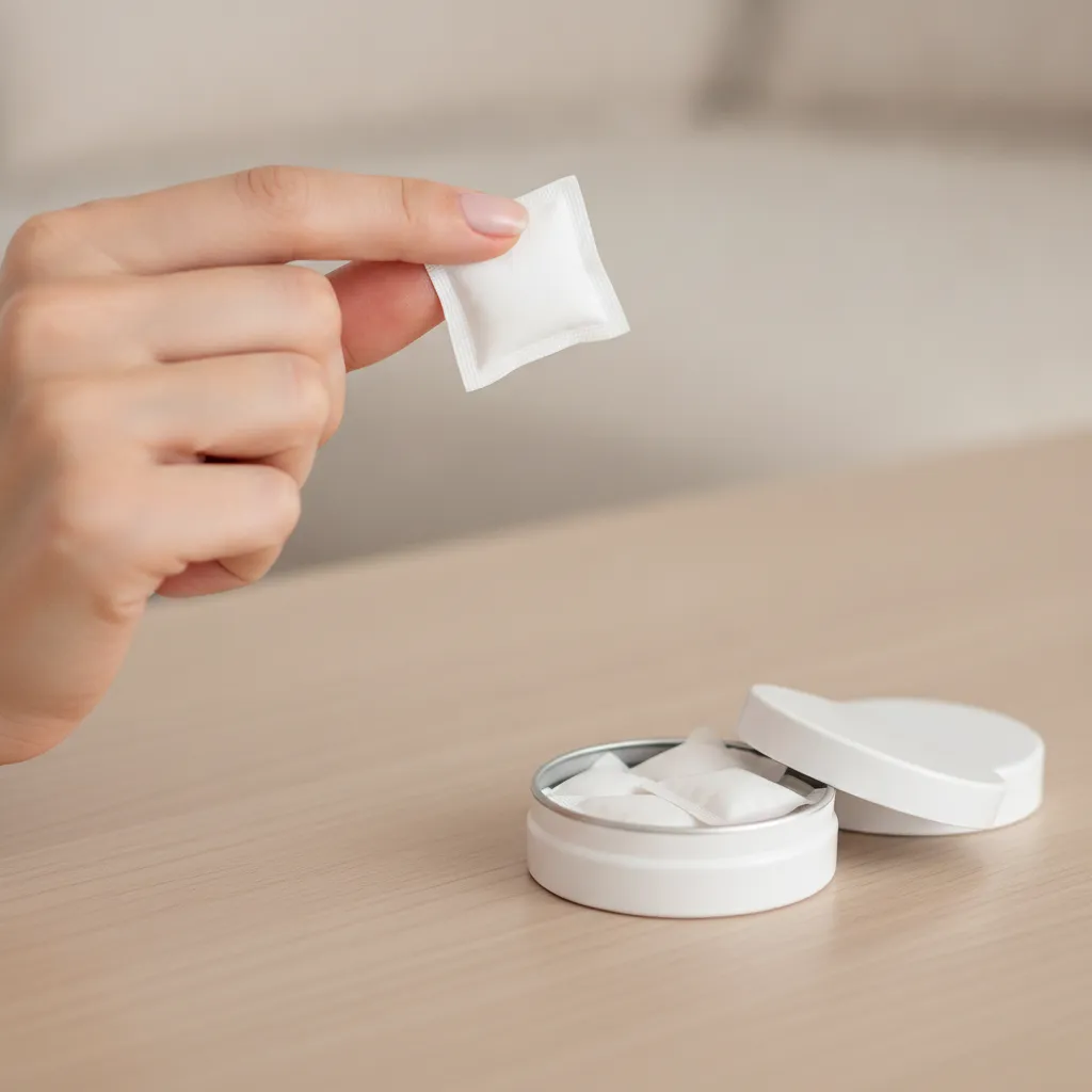 person using tobacco free nicotine alternative oral pouch ritual