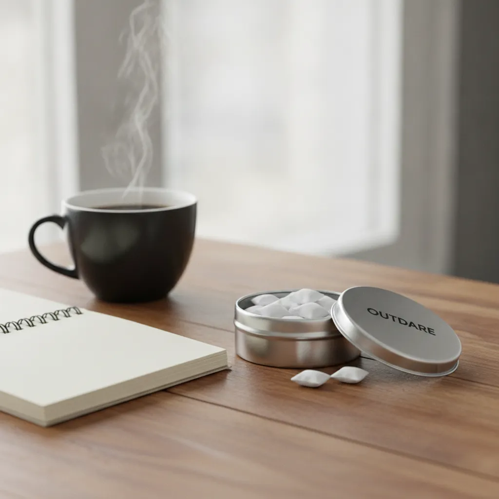 outdare nicotine pouch tin open showing pouches as a clean alternative for brain fog from nicotine management