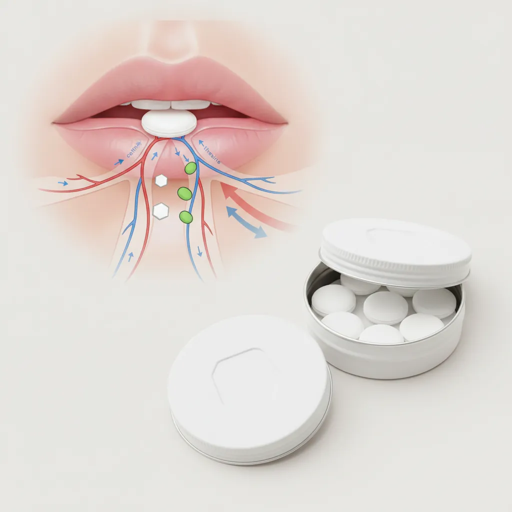 how caffeine L-theanine pouches absorb through oral mucosa for fast-acting focus