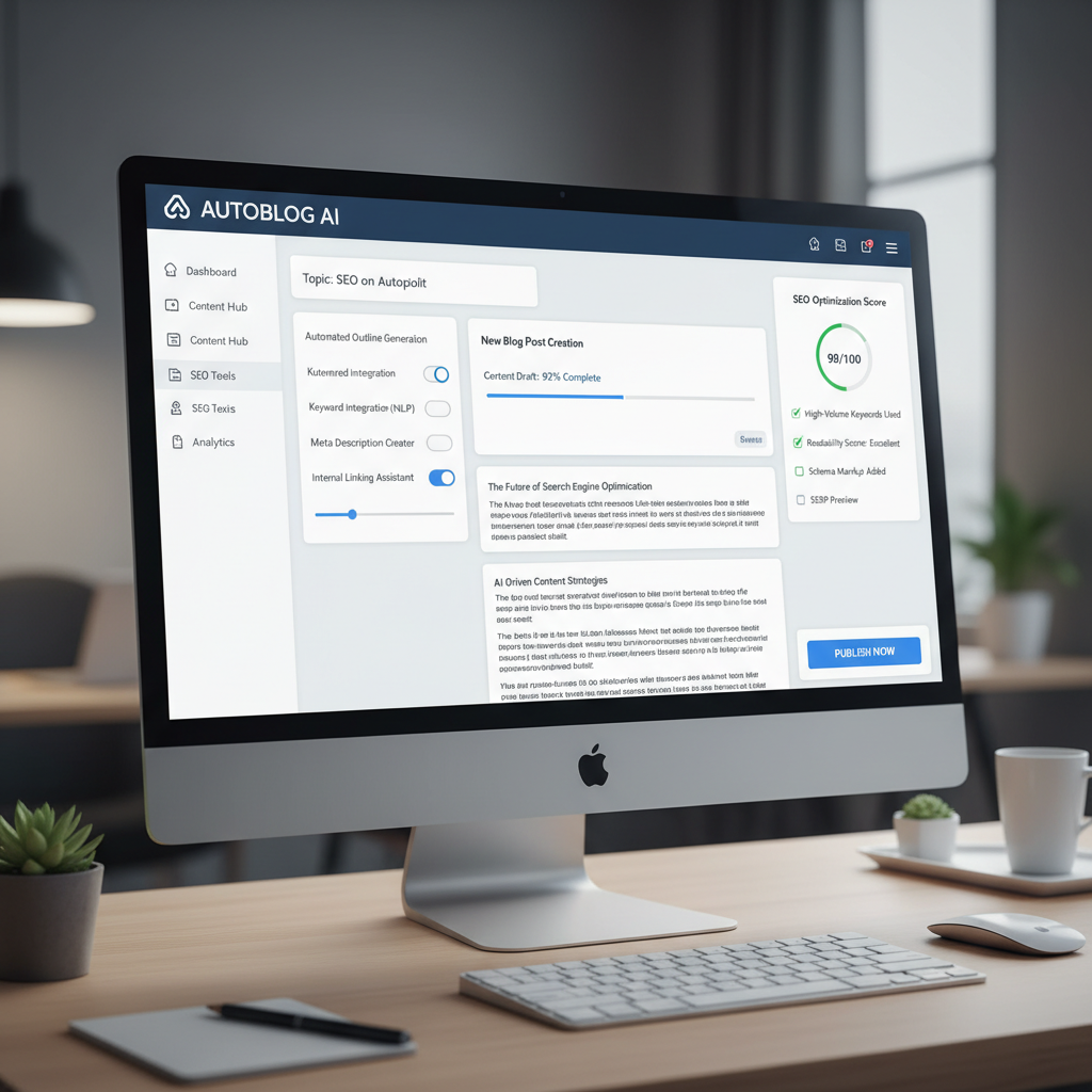 SEO on autopilot content generation dashboard with AI-powered writing tools