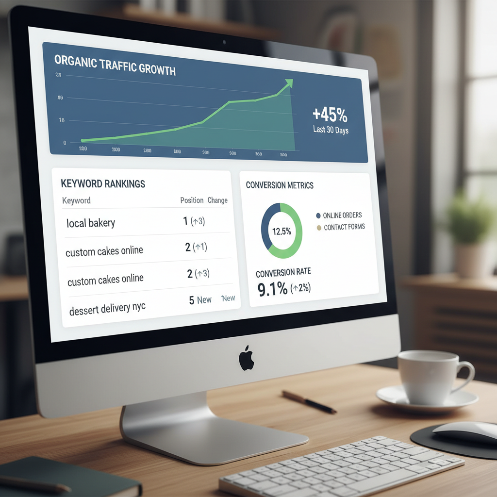 SEO performance dashboard tracking small business growth