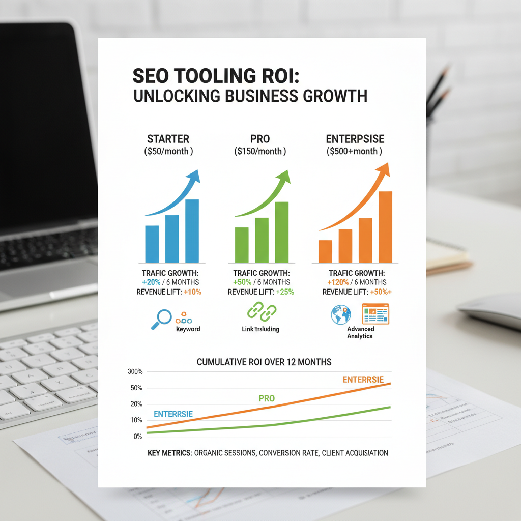 SEO tools pricing ROI comparison showing cost versus business growth outcomes