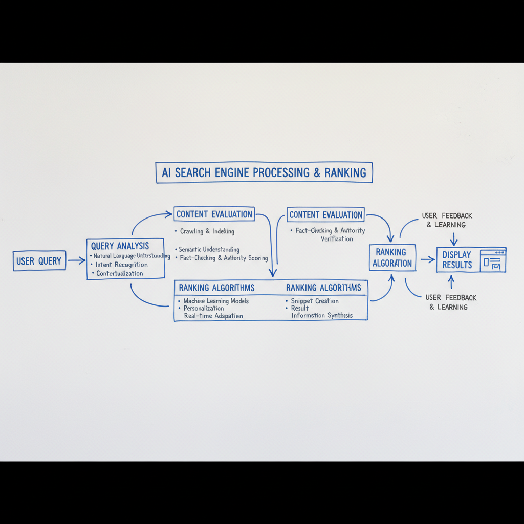 AI search engine optimization technical process diagram