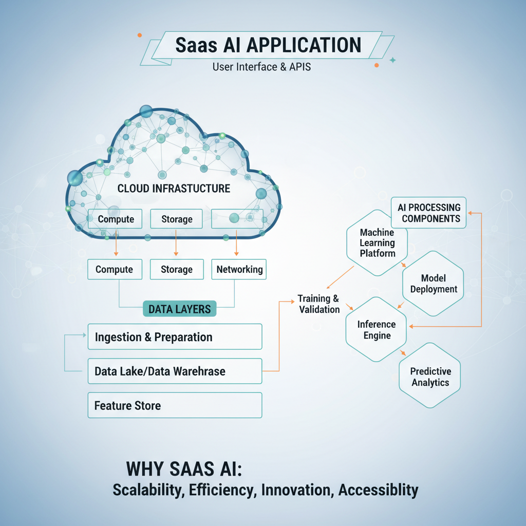 How SaaS AI works through integrated cloud infrastructure and intelligent processing layers