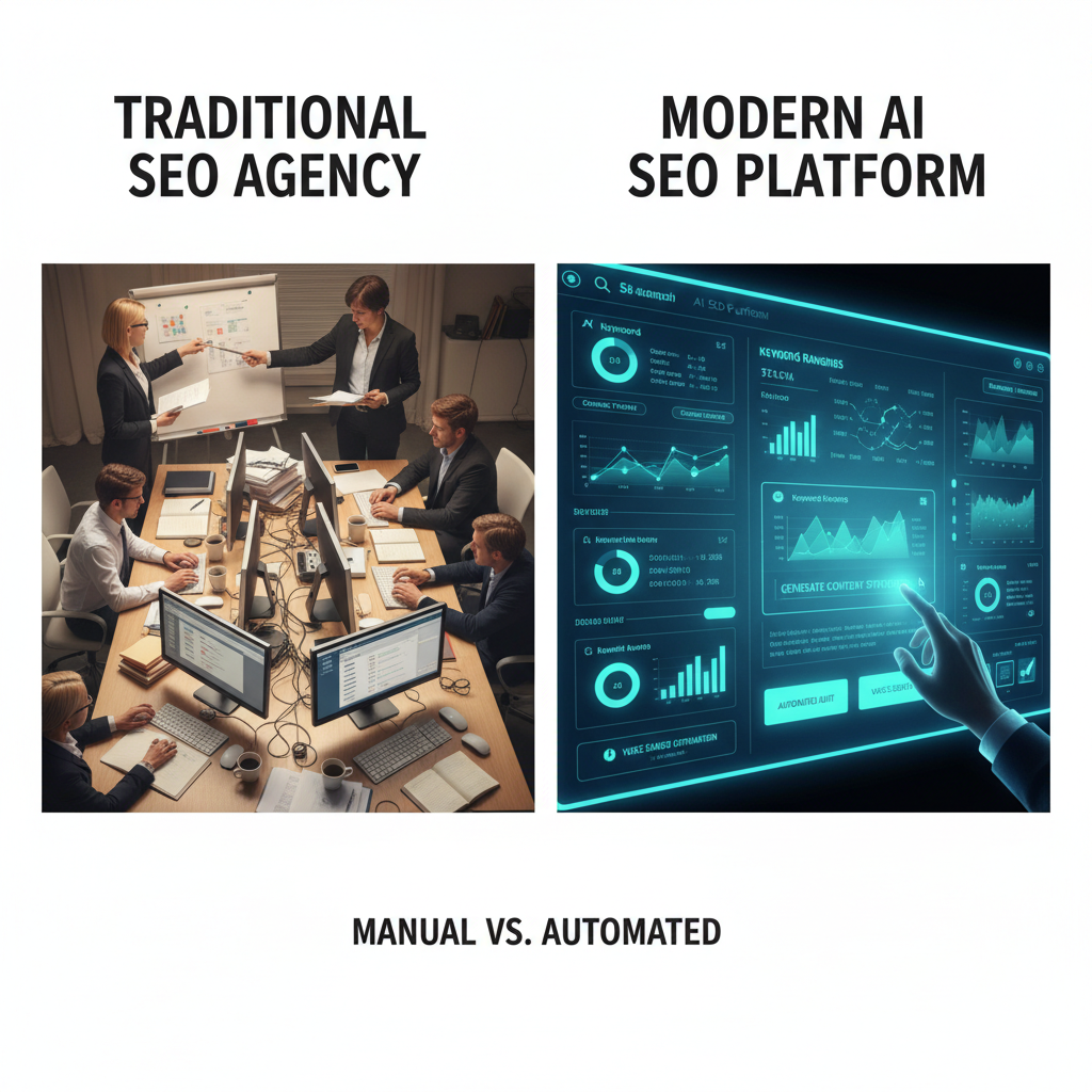 Traditional SEO agencies manual processes compared to automated solutions