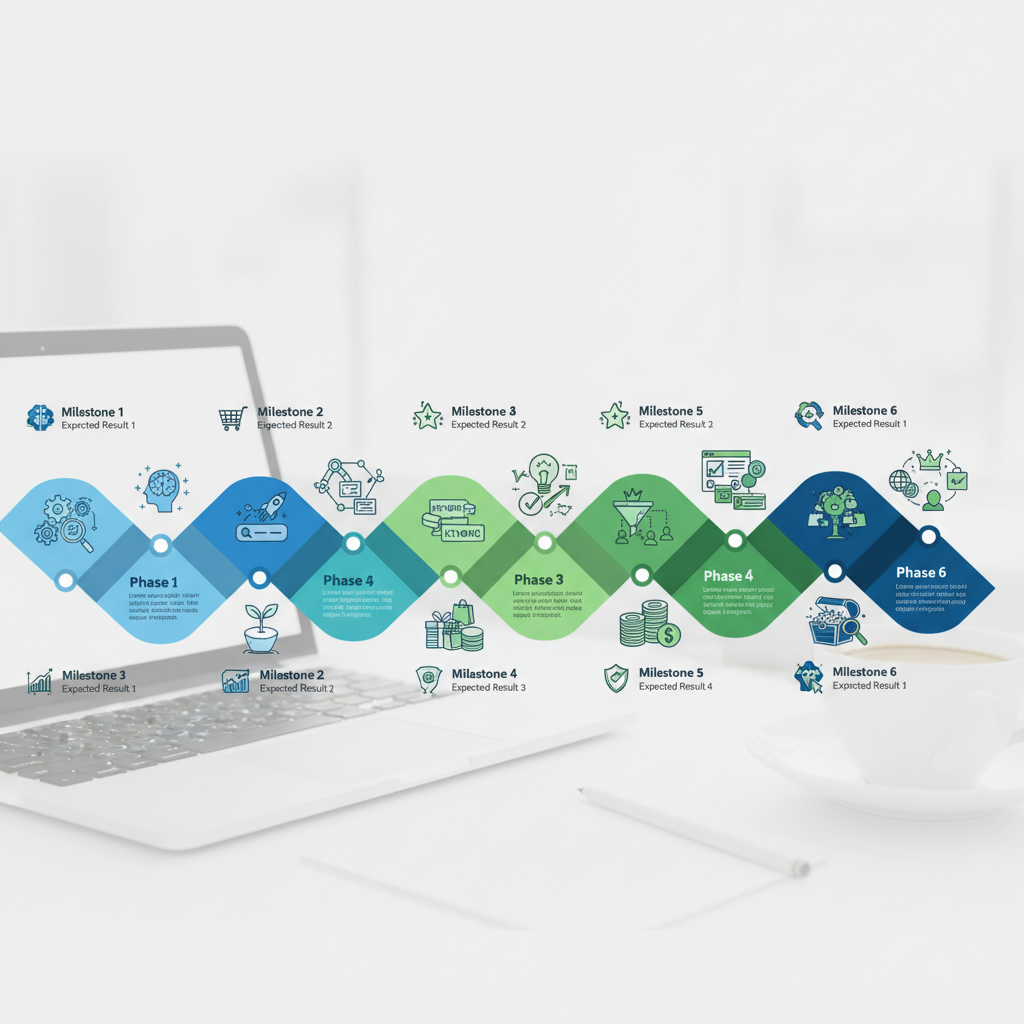 AI SEO ecommerce implementation timeline showing optimization phases and milestones