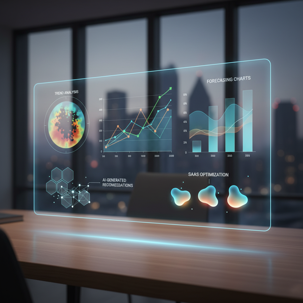 SaaS AI optimization predictive analytics showing future performance trends and recommendations