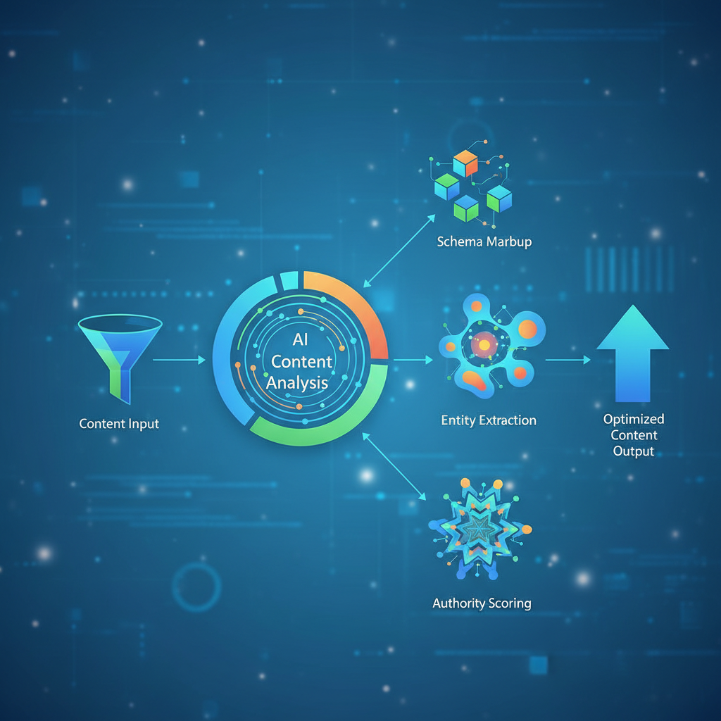 AI SEO technical workflow diagram showing how AI engines process and rank content for citations