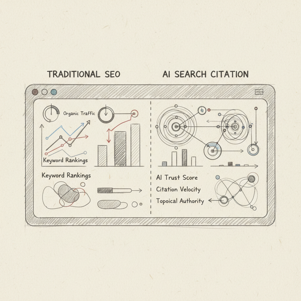 AI search vs Google SEO performance monitoring dashboard showing integrated analytics
