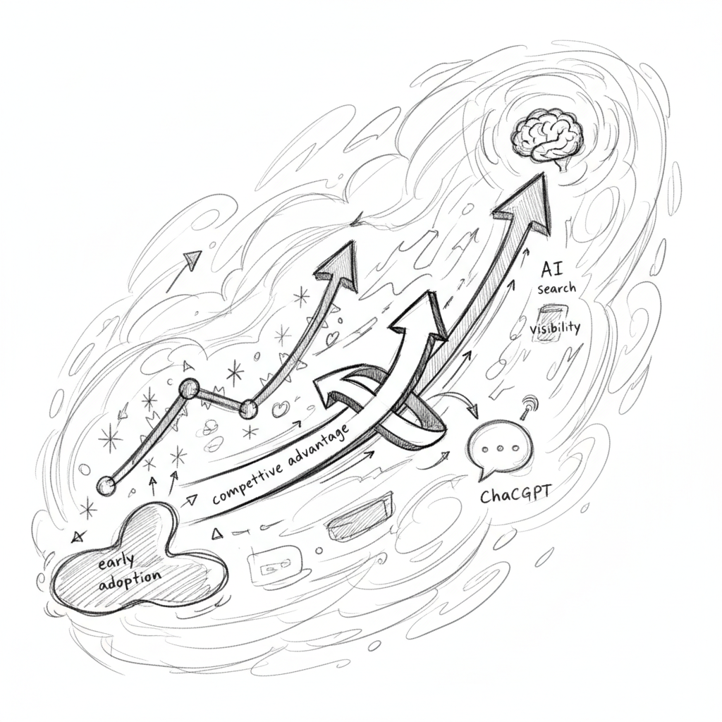 ChatGPT SEO competitive advantage metrics showing business growth and AI search visibility improvements