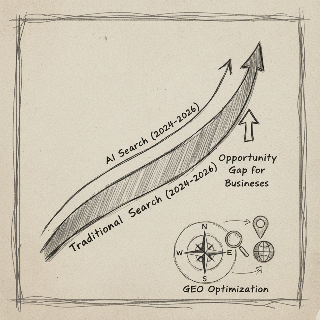 what is GEO optimization market opportunity chart showing AI search growth trends