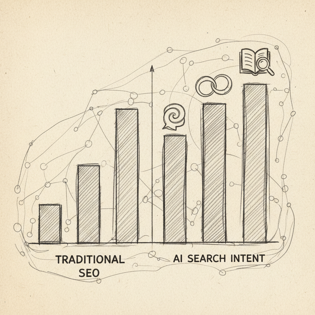 Comparison chart showing AI search intent optimization benefits versus traditional SEO