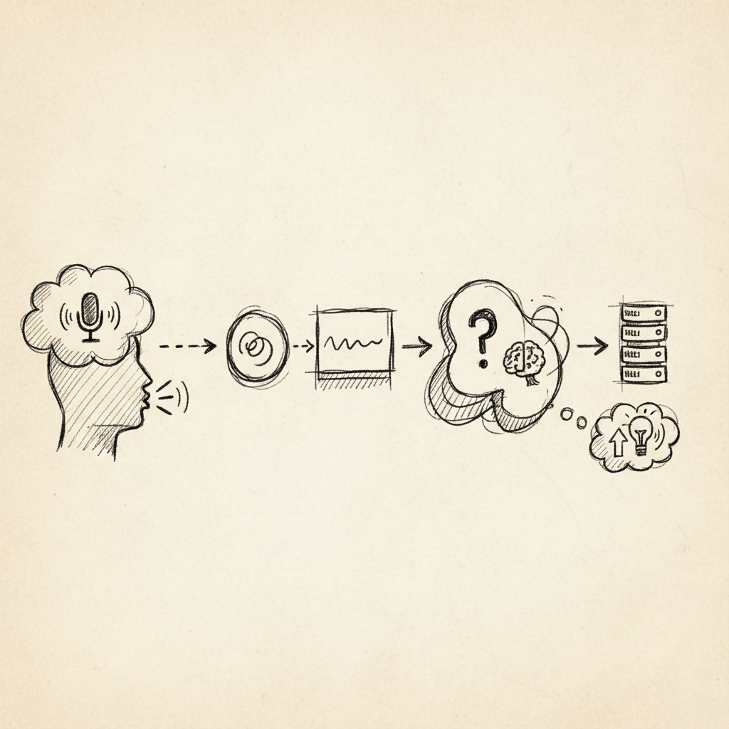 diagram of how voice search optimization works from spoken query to AI-delivered answer