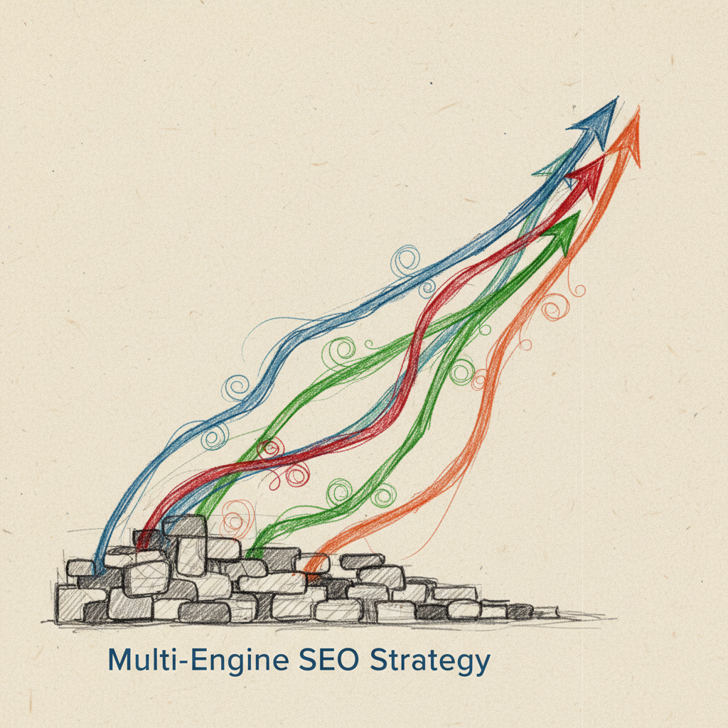 Graph showing growth across multiple platforms from a multi-engine SEO strategy