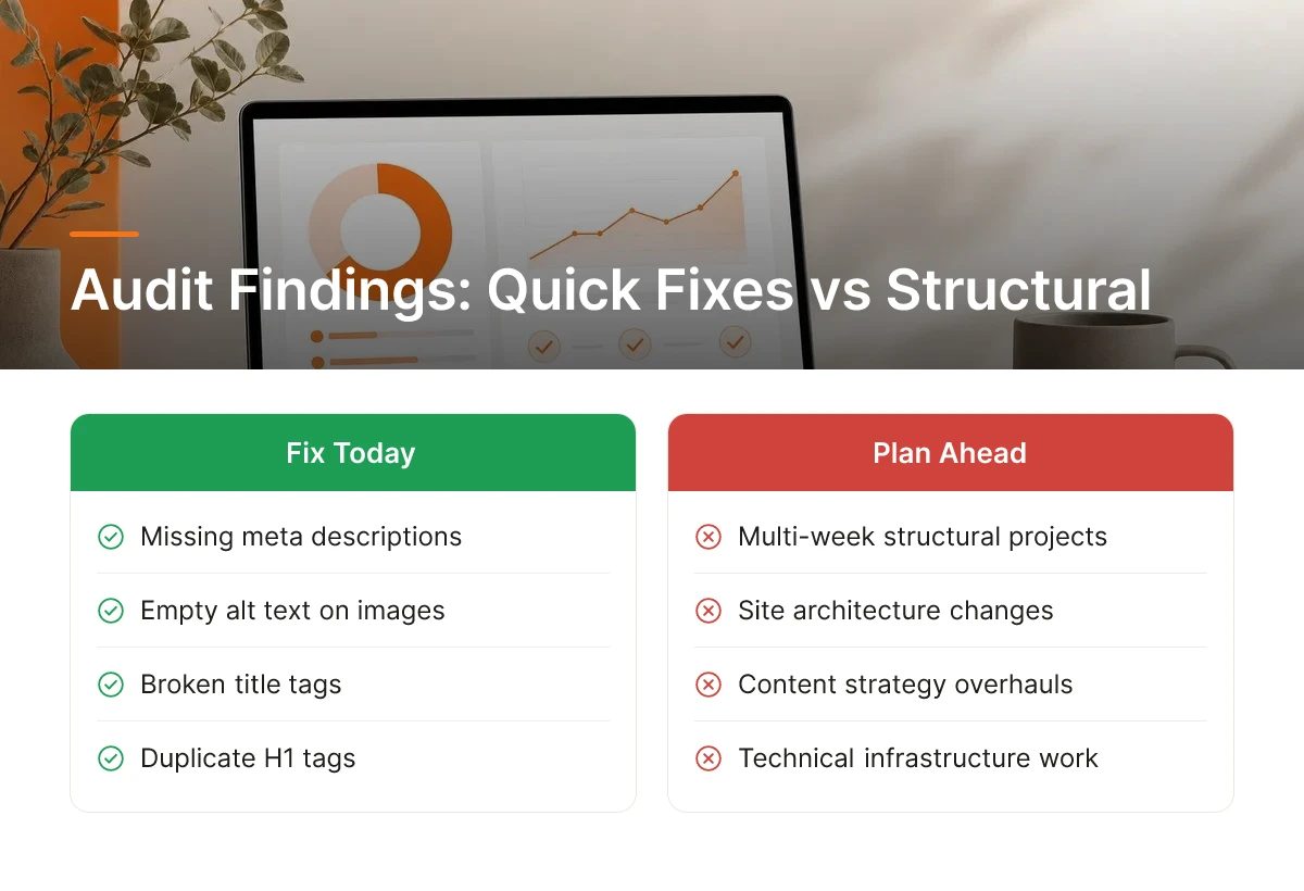 Audit Findings: Quick Fixes vs Structural