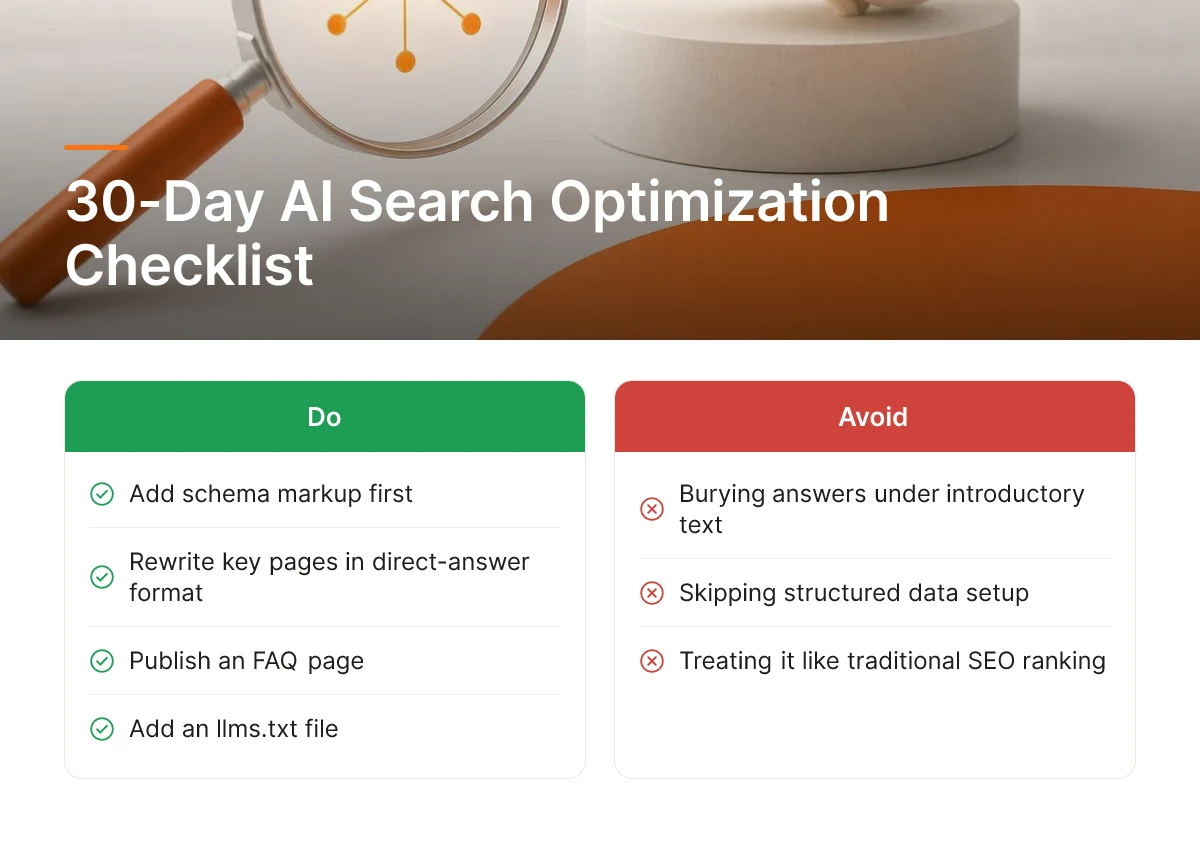 30-Day AI Search Optimization Checklist