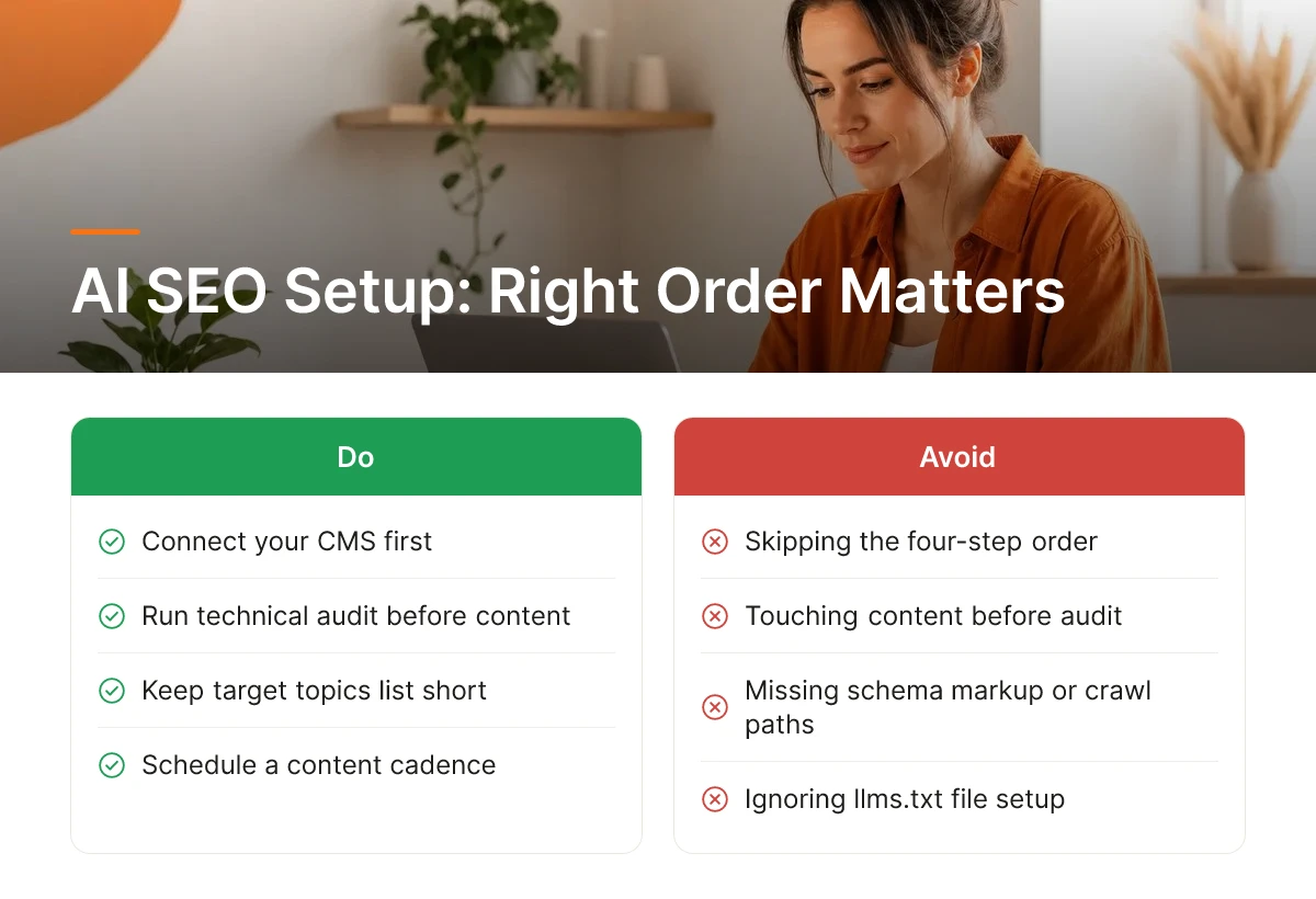 AI SEO Setup: Right Order Matters