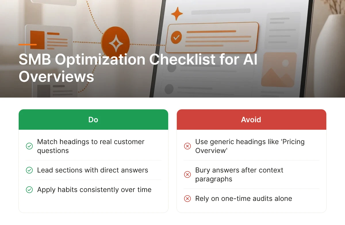 SMB Optimization Checklist for AI Overviews