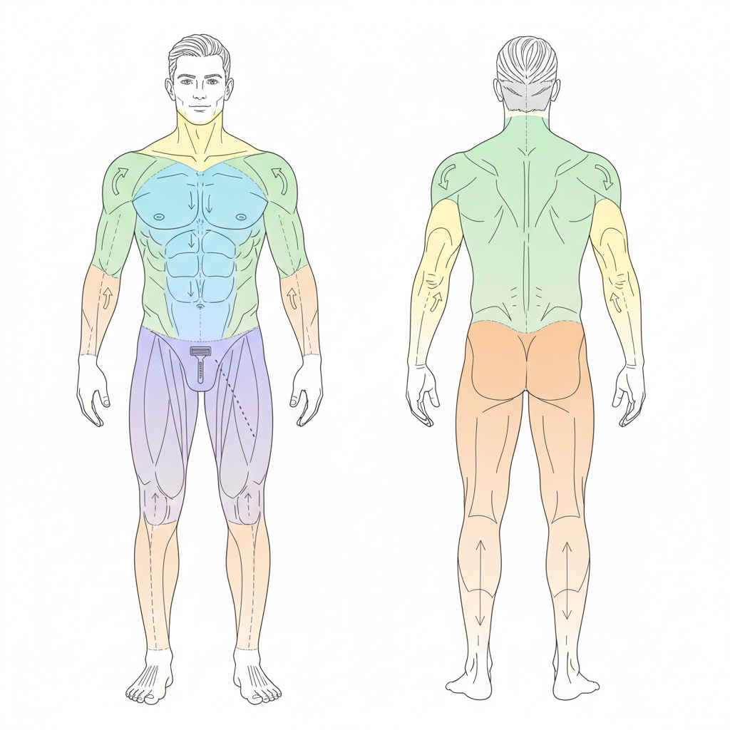 zones rasoir corps homme anatomie