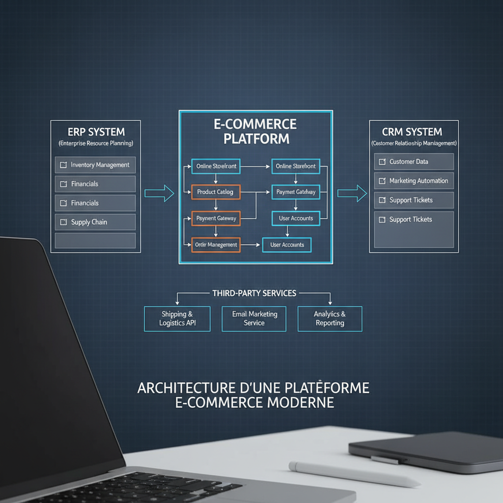 Architecture intégrée plateforme e-commerce avec connecteurs métier