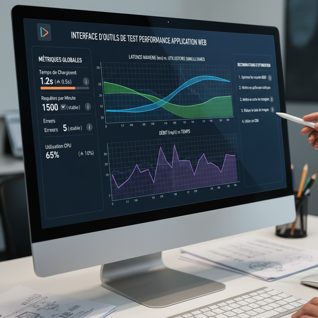 Outils de test et monitoring performance application web avec dashboard analytique