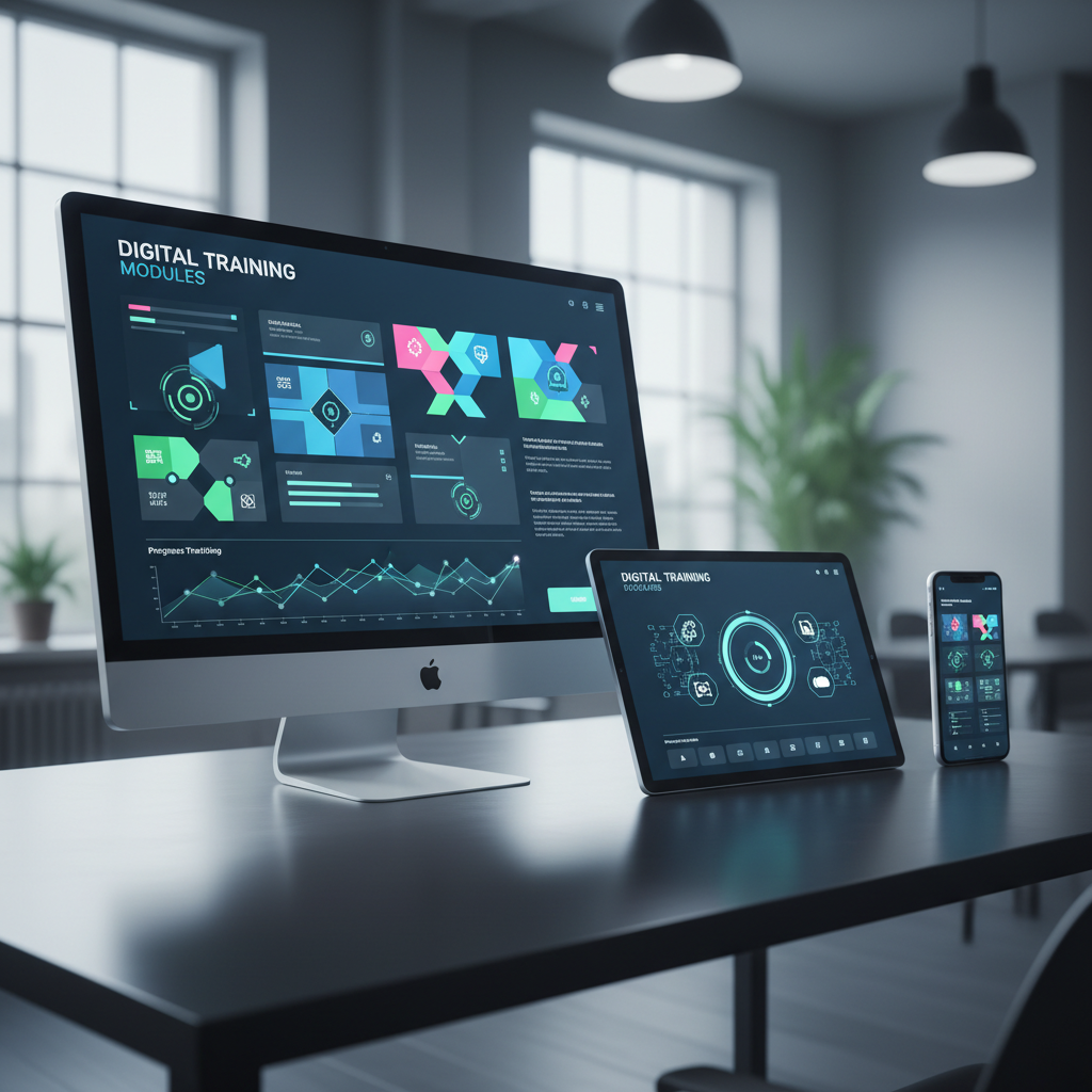Interface de plateforme e-learning moderne pour formation outils numériques