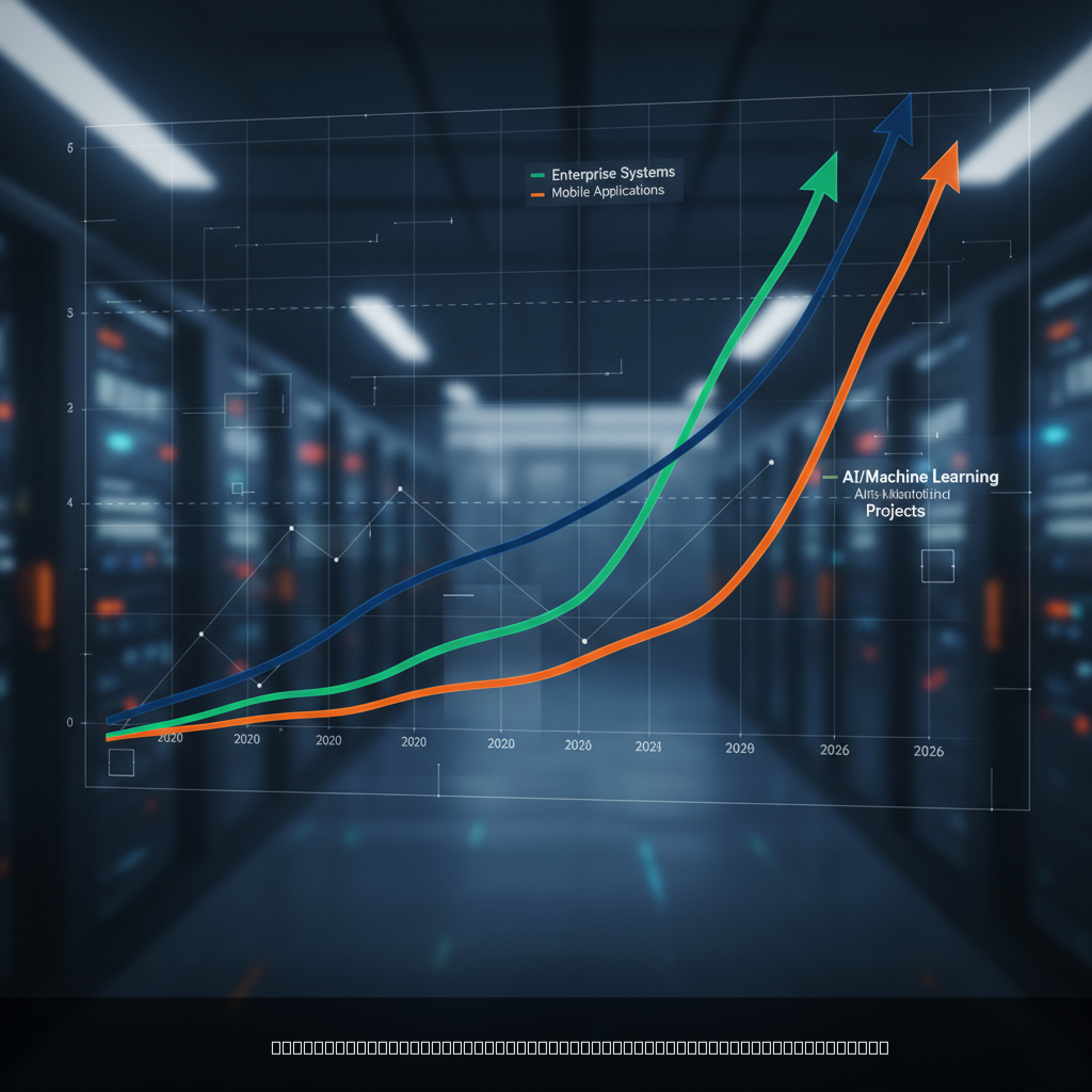 Évolution du prix développement logiciel par catégorie de projet