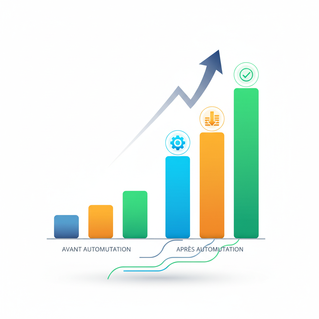 Tableau de bord automatisation processus métier montrant l'amélioration des KPI