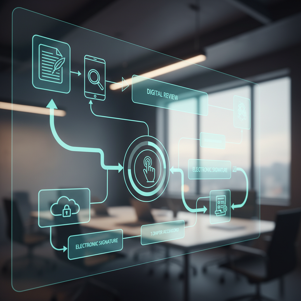 Schéma du processus de digitalisation notariale avec workflow électronique