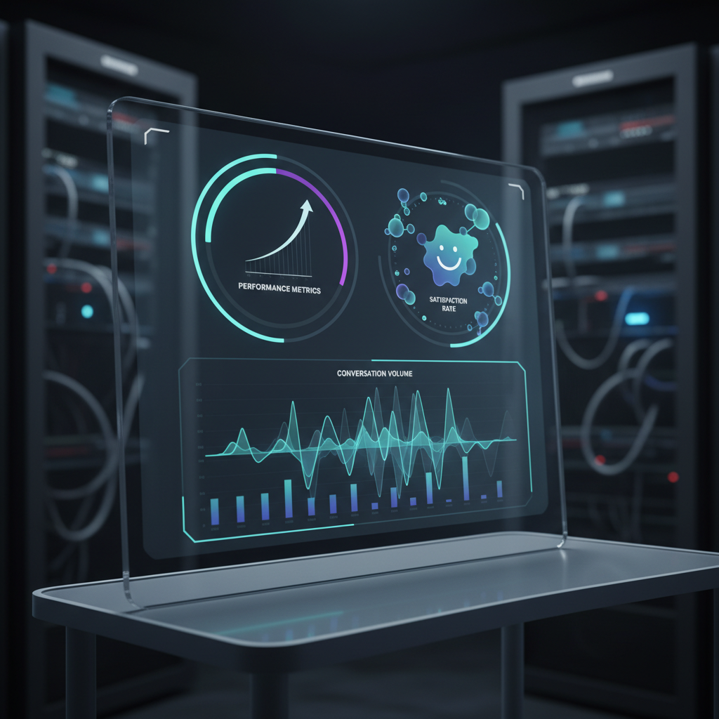 Interface de monitoring temps réel chatbot bancaire avec indicateurs de performance