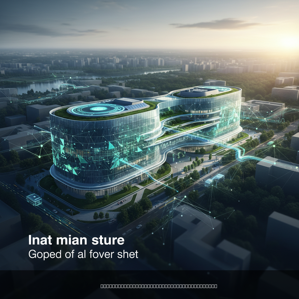 Vue aérienne d'un bâtiment intelligent avec capteurs IoT immobilier actifs