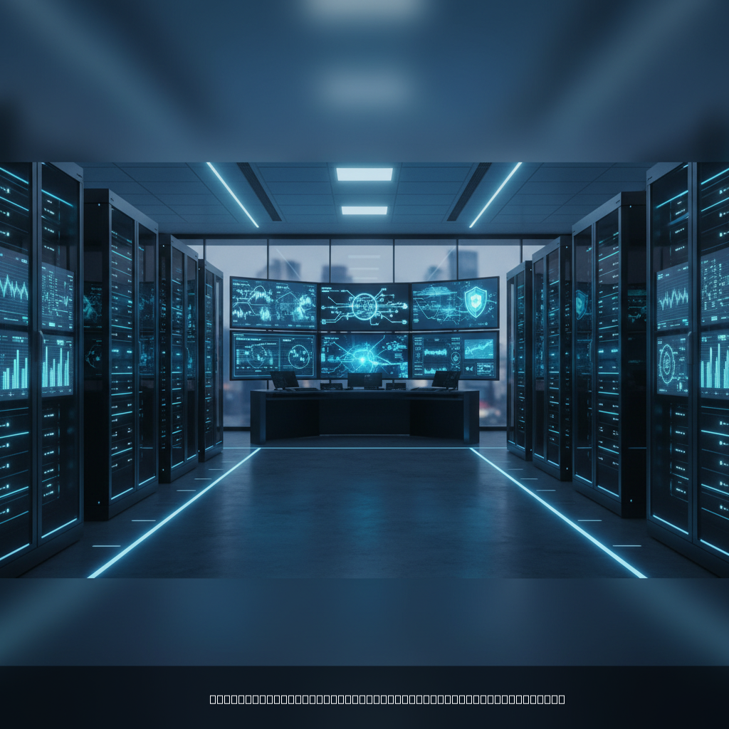 Salle serveurs bancaire sécurisée illustrant la cybersécurité banque