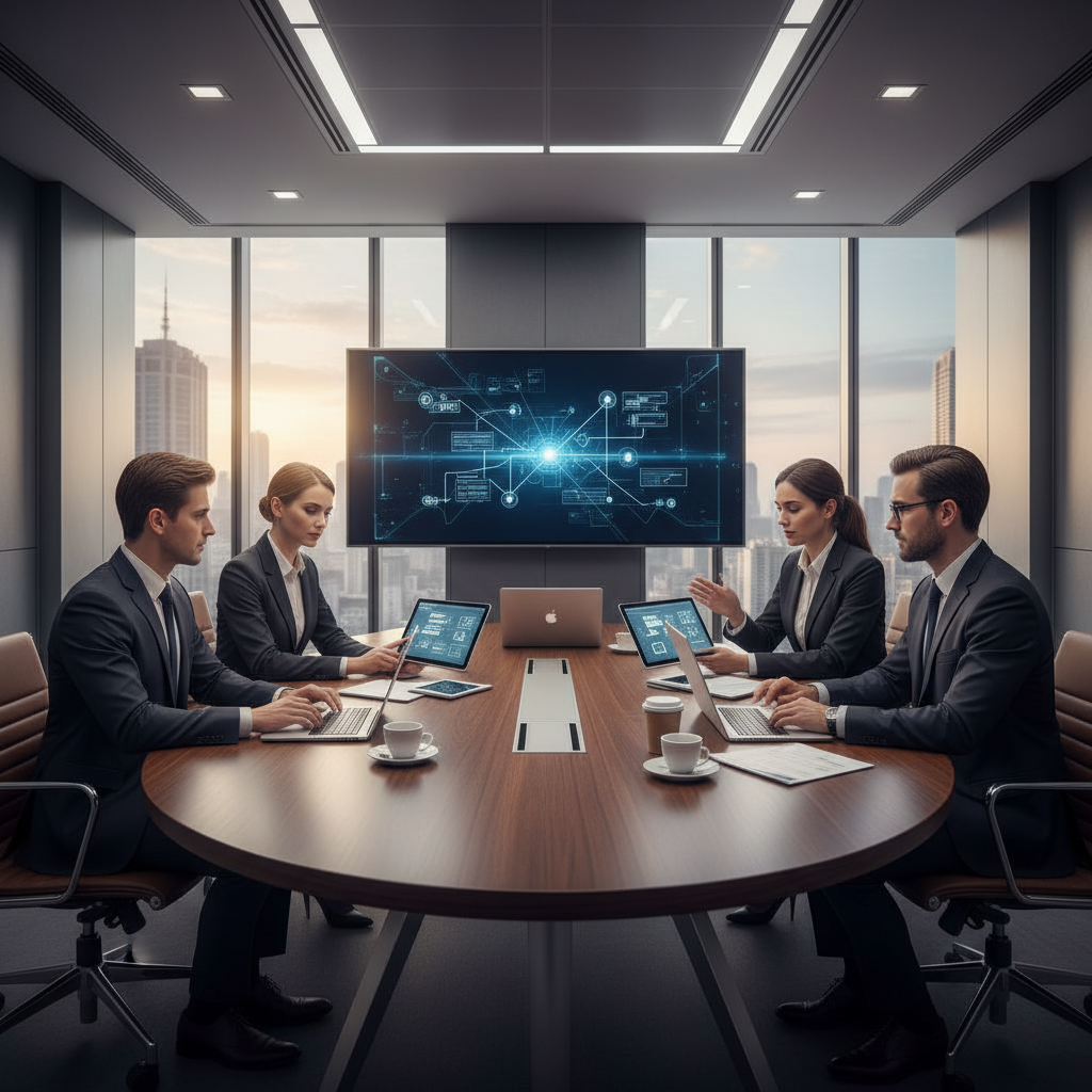 Réunion de travail pour choisir les technologies notariales adaptées à une étude