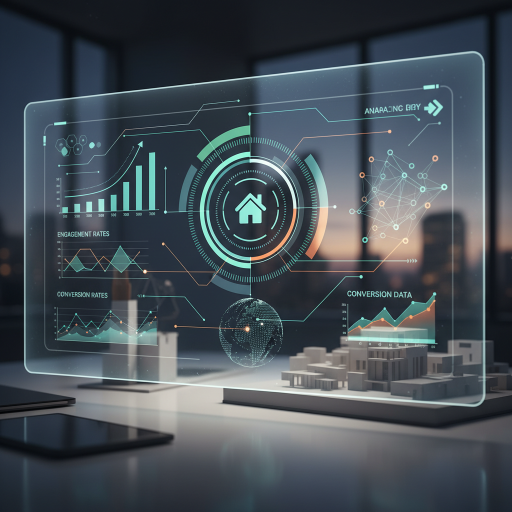 Tableau de bord analytics mesurant les performances d'une visite virtuelle immobilière