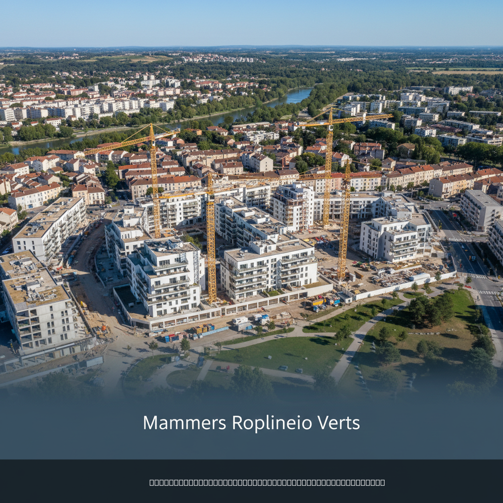 Chantier de promotion immobilière en France, vue aérienne d'un programme neuf géré par un promoteur immobilier