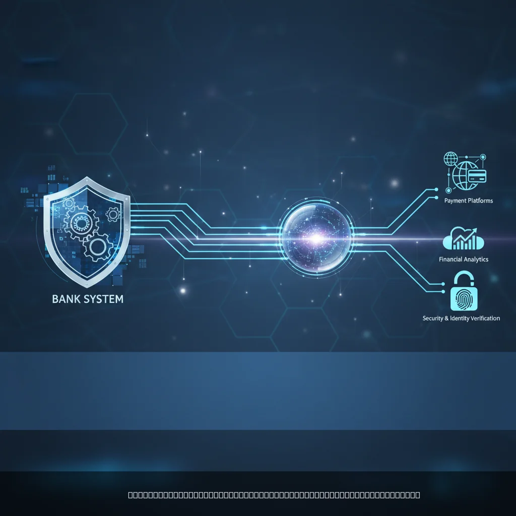 Schéma d'intégration API banque montrant les flux de données entre systèmes bancaires et applications tierces