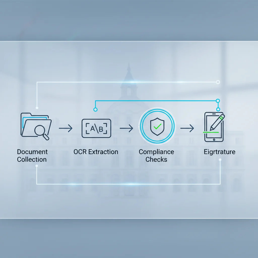 Schéma du workflow numérique notaires pour une transaction immobilière de bout en bout