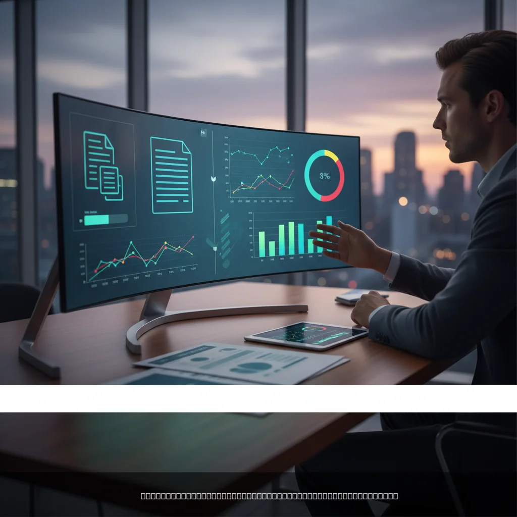 Gestion flux travail immobilier sur tableau de bord numérique dans un bureau moderne