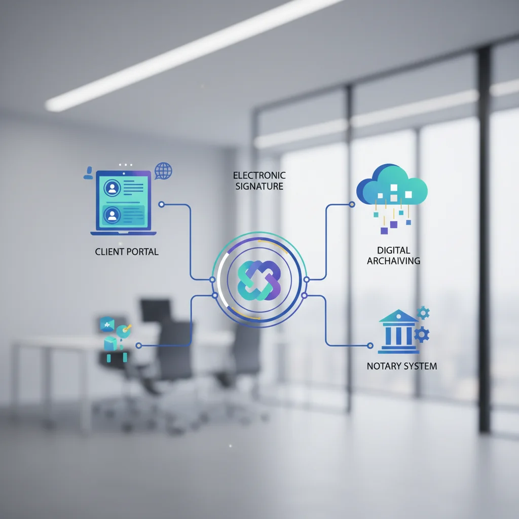flux de modernisation processus notariaux avec signature électronique et portail collaboratif
