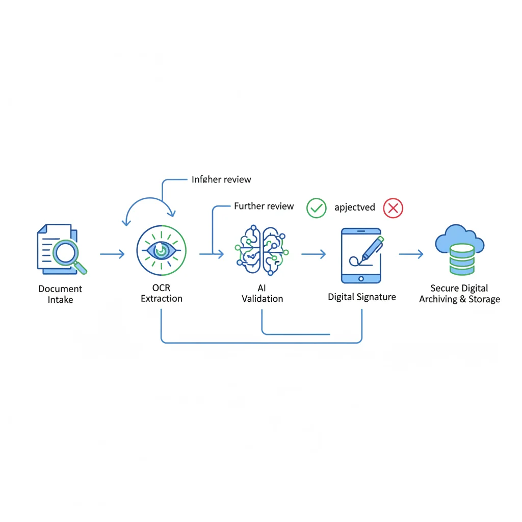 Schéma du fonctionnement de l'automatisation intelligente immobilier avec OCR et IA