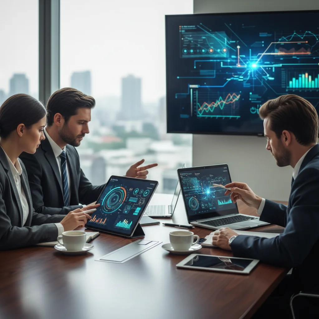 Professionnels de l'immobilier utilisant des outils d'automatisation intelligente immobilier en réunion