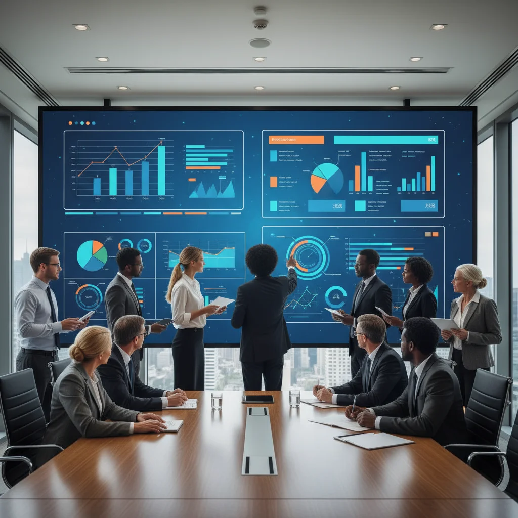 équipe immobilière analysant les résultats d'optimisation performance immobilière digitale