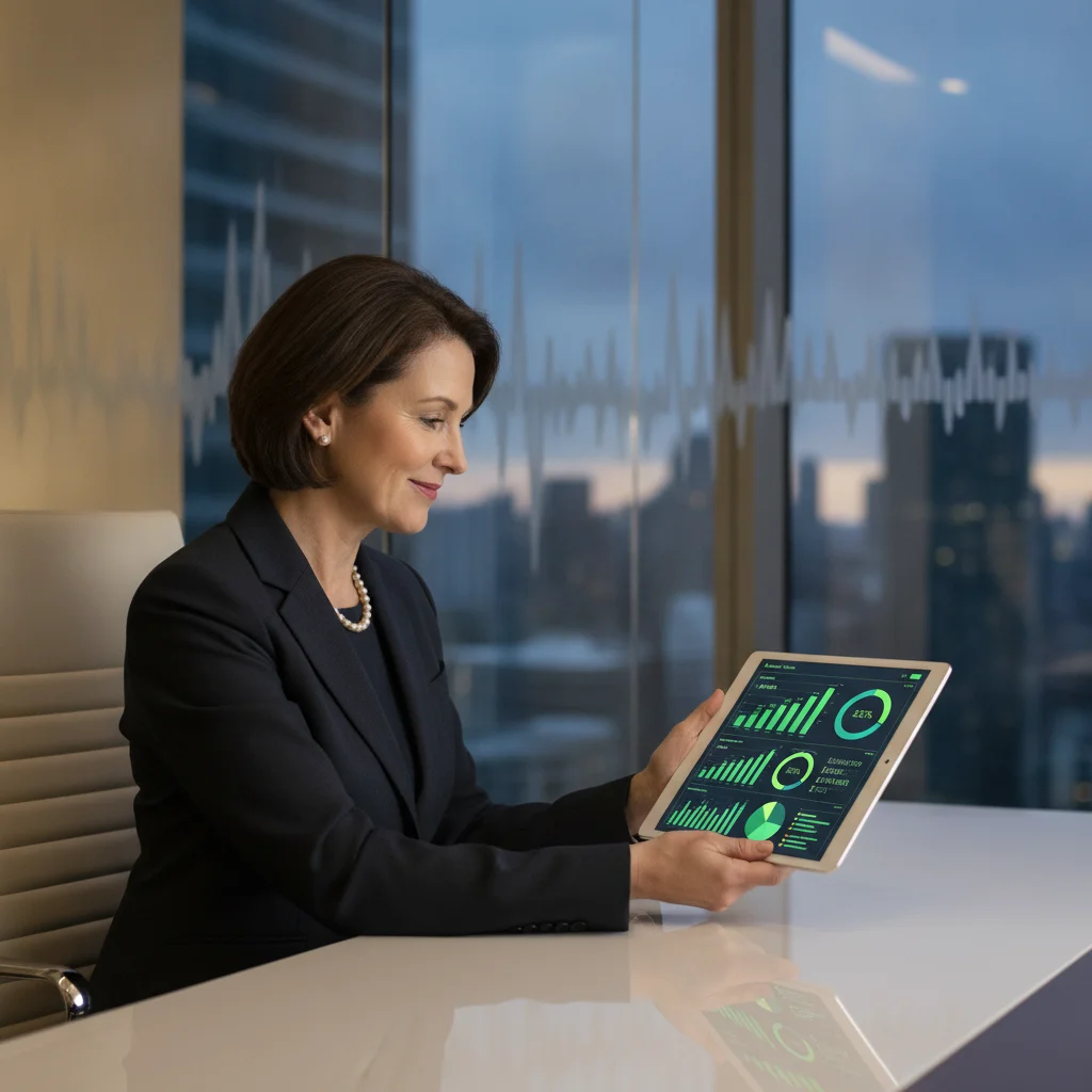 directeur de banque analysant les résultats d'une banque solution technologique sur mesure sur tablette