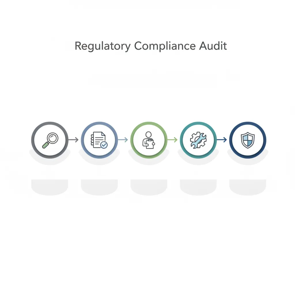 Infographie des 5 étapes d'un audit conformité réglementaire