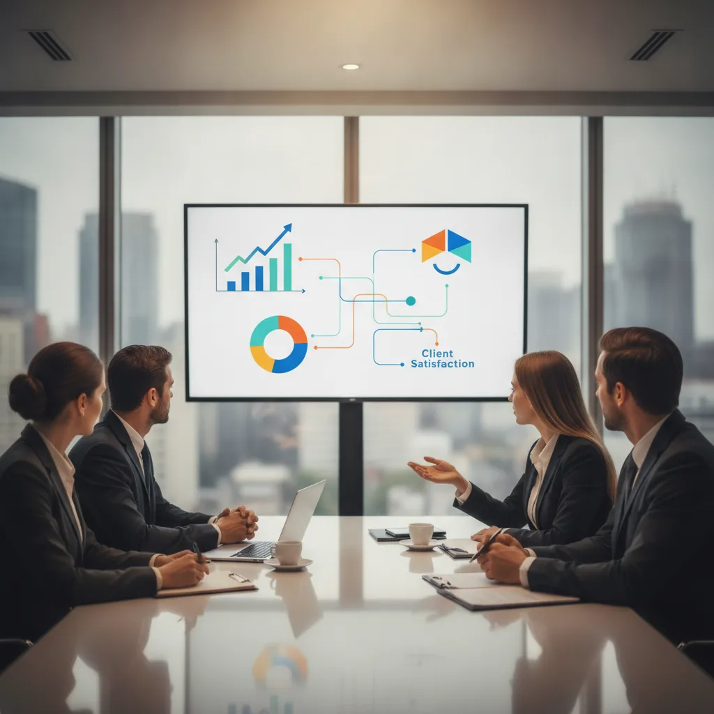 Équipe notariale analysant les performances de leur plateforme numérique notaires avec tableaux de bord et métriques