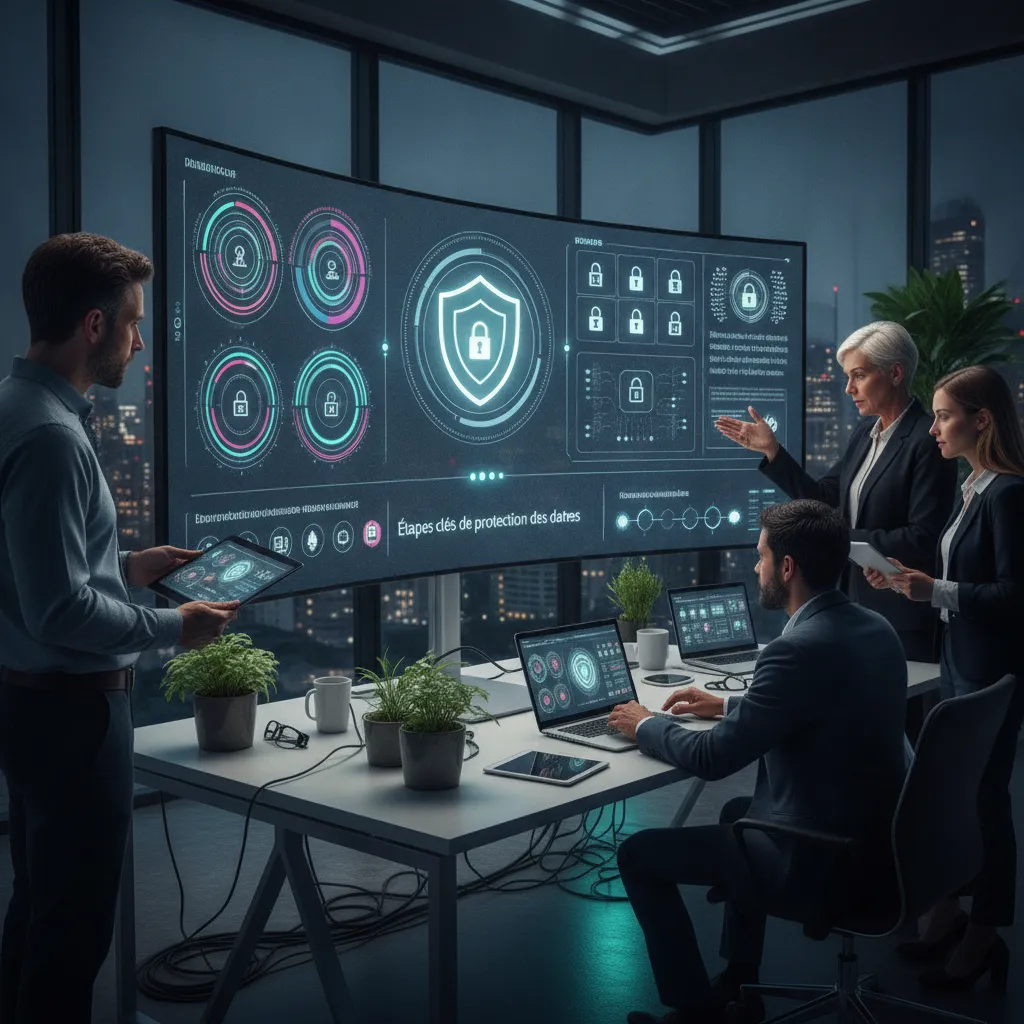 Équipe sécurité informatique travaillant sur la protection des données sensibles