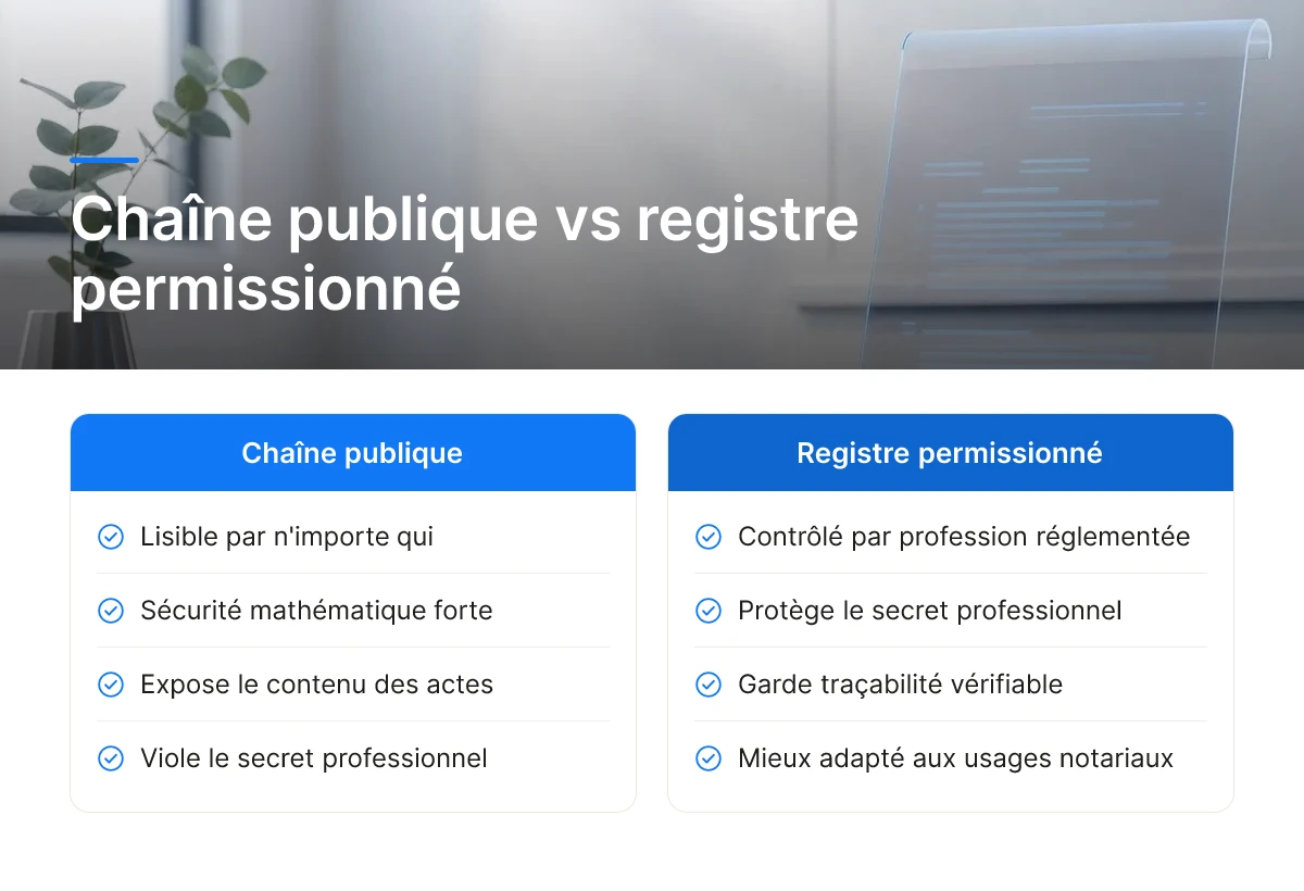 Chaîne publique vs registre permissionné