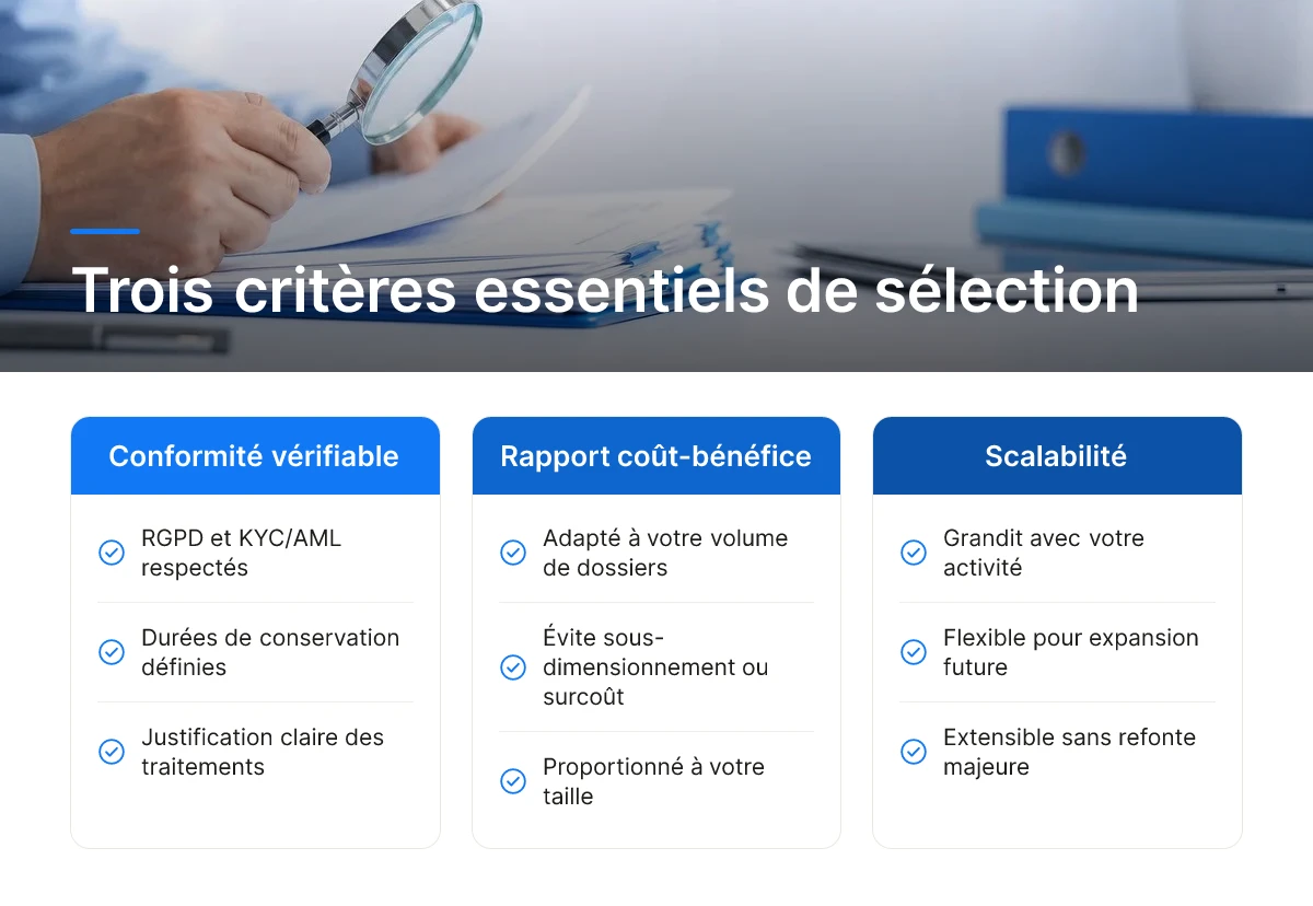 Trois critères essentiels de sélection