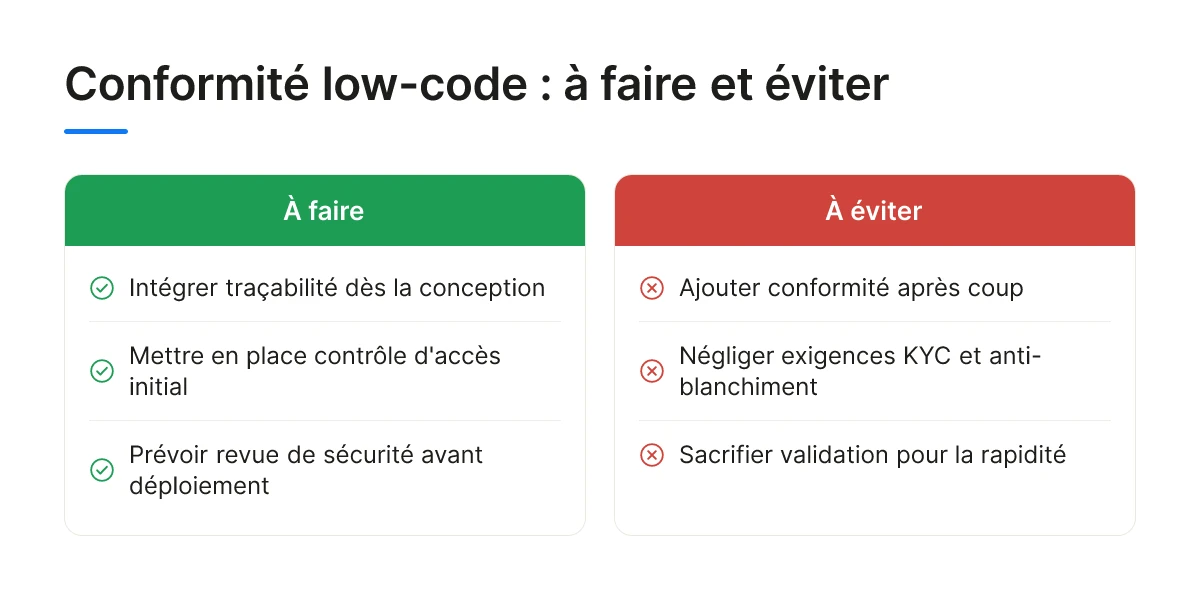 Conformité low-code : à faire et éviter
